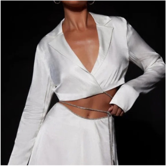 Talulah Diamante Rope Mini Flute Top and Skirt - White - Size XL & L - Picture 2 of 2